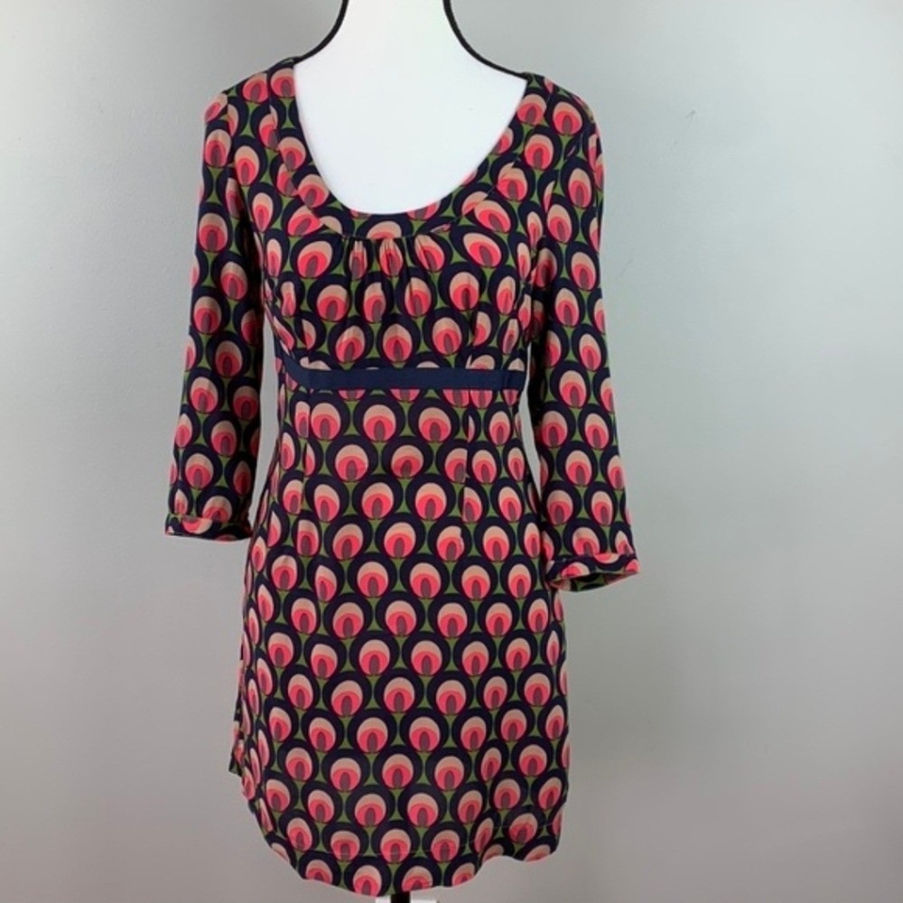 Boden Peacock Green‎ and Pink Empire Waiste Dress